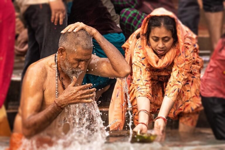 Paying obeisance to the Ganges at Haridwar